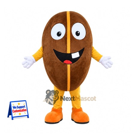 Coffee Bean Mascot Costume - Orange Legs Coffee Bean Mascot Costume - Orange Legs
