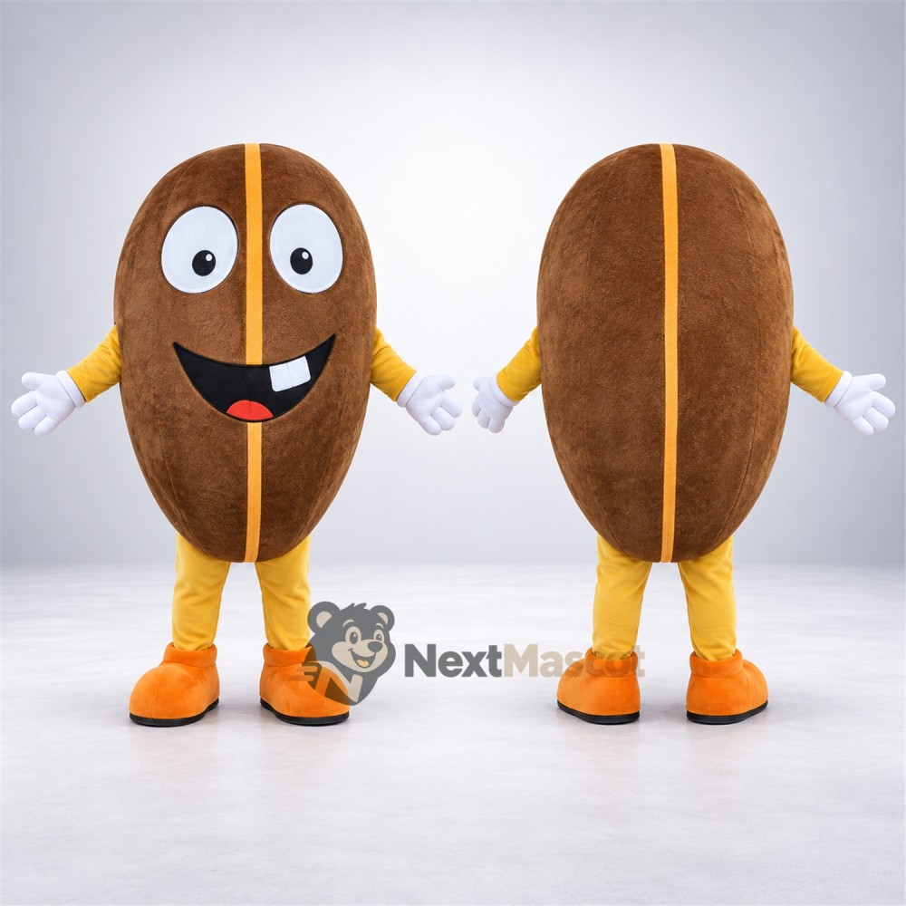 Coffee Bean Mascot Costume - Orange Legs Coffee Bean Mascot Costume - Orange Legs