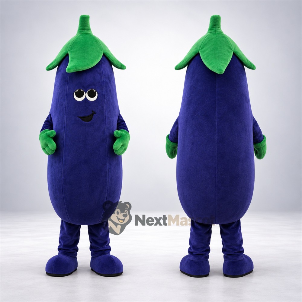 Eggplant Mascot Costume - Purple, Green Gloves Eggplant Mascot Costume - Purple, Green Gloves