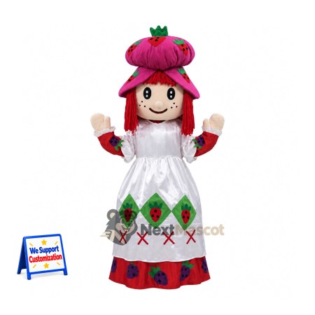 Strawberry Girl Mascot Costume - White Dress Strawberry Girl Mascot Costume - White Dress