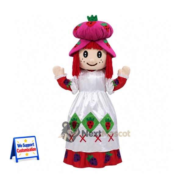 Strawberry Girl Mascot Costume - White Dress