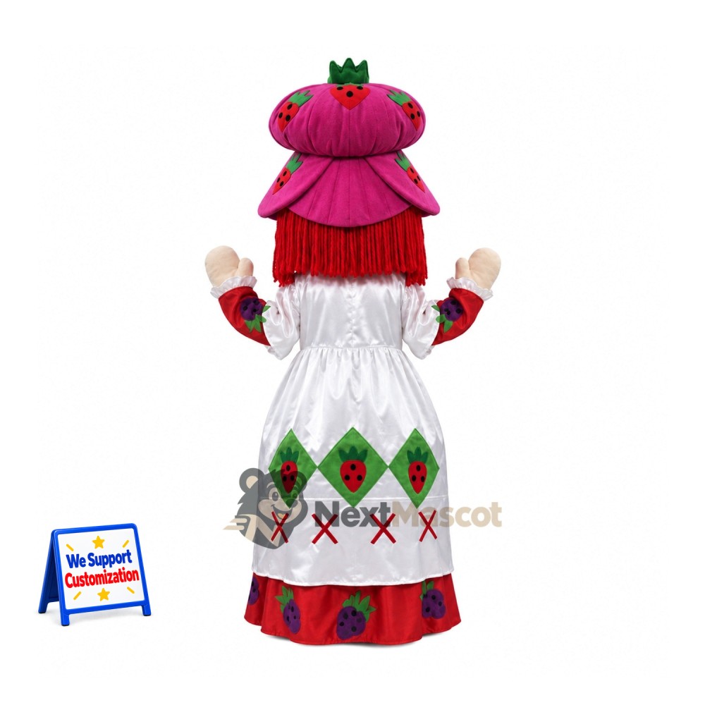 Strawberry Girl Mascot Costume - White Dress Strawberry Girl Mascot Costume - White Dress