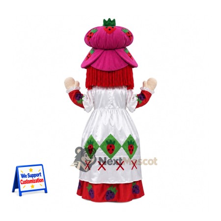 Strawberry Girl Mascot Costume - White Dress Strawberry Girl Mascot Costume - White Dress