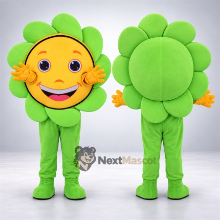 Flower Mascot Costume - Green, Yellow Face Flower Mascot Costume - Green, Yellow Face