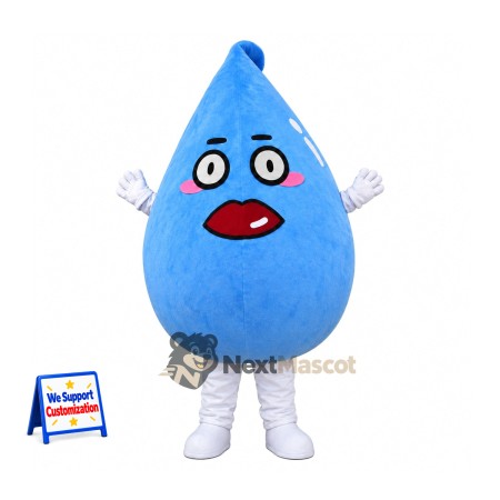 Water Drop Mascot Costume - Blue, White Legs and Red Mouth Water Drop Mascot Costume - Blue, White Legs and Red Mouth