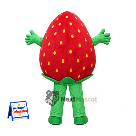 Strawberry Mascot Costume - Human Face and Green Legs for Food Fairs Strawberry Mascot Costume - Human Face and Green Legs for Food Fairs