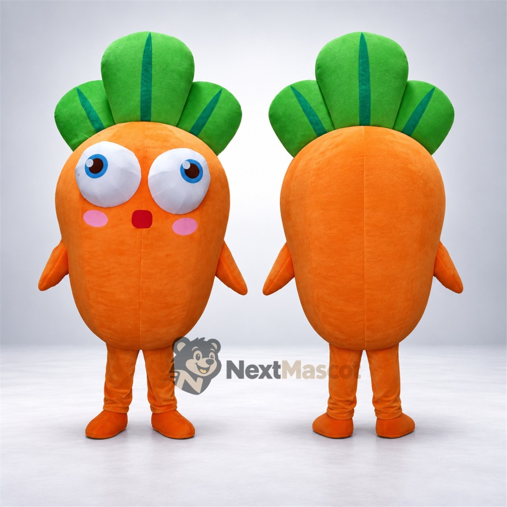 Carrot Mascot Costume - Big Eyes and Pink Cheeks