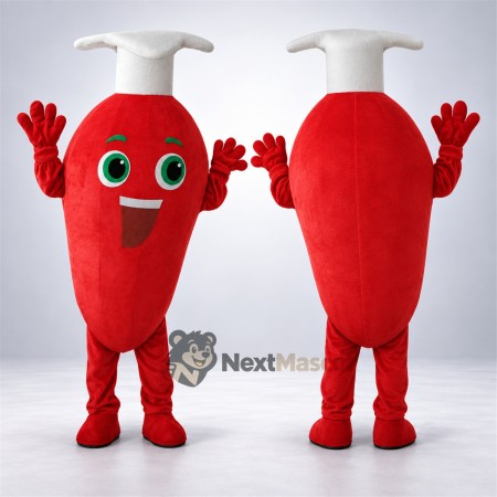 Chili Pepper Mascot Costume - Chef Style, Red Chili Pepper Mascot Costume - Chef Style, Red