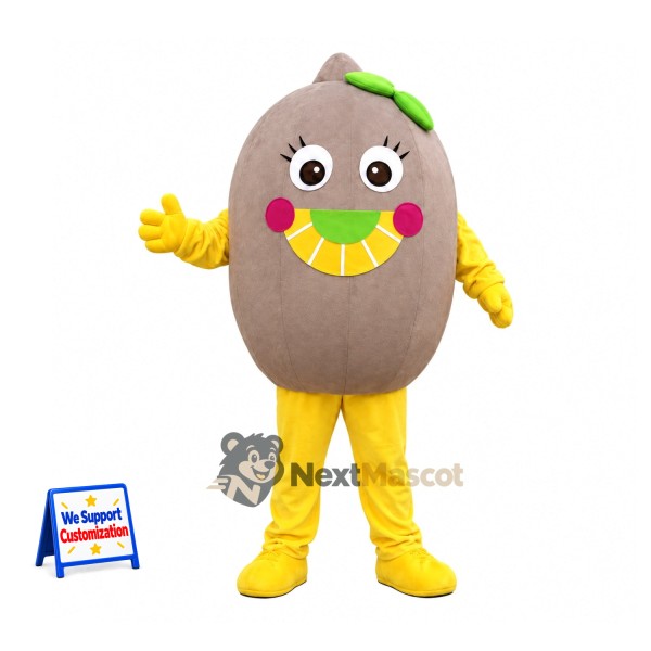 Kiwi Fruit Mascot Costume - Yellow Gloves and Boots
