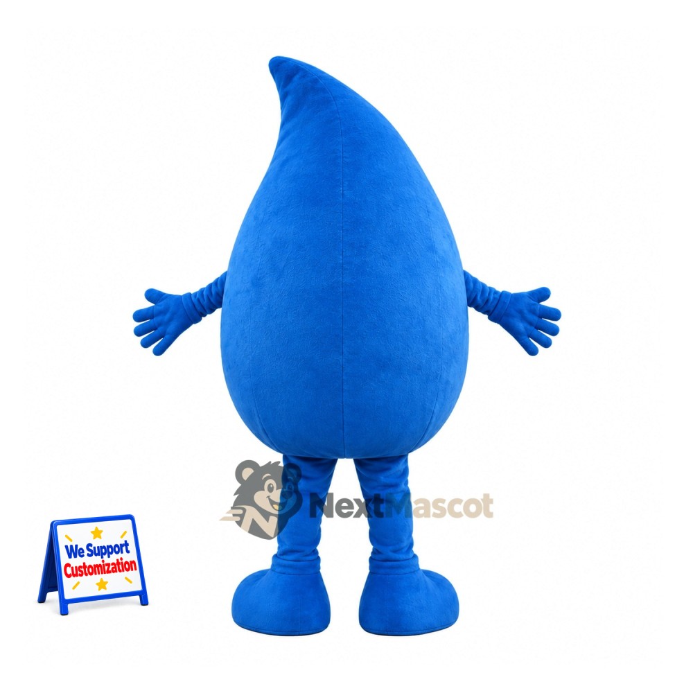 Water Drop Mascot Costume - Blue, Wide Smile for Parades