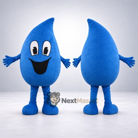 Water Drop Mascot Costume - Blue, Wide Smile for Parades