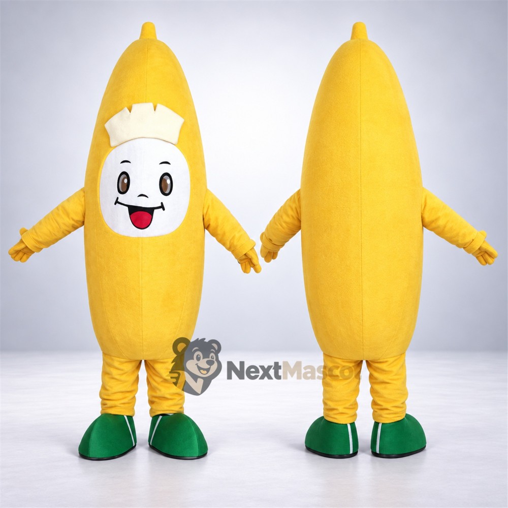Banana Mascot Costume - White Face and Green Boots Banana Mascot Costume - White Face and Green Boots