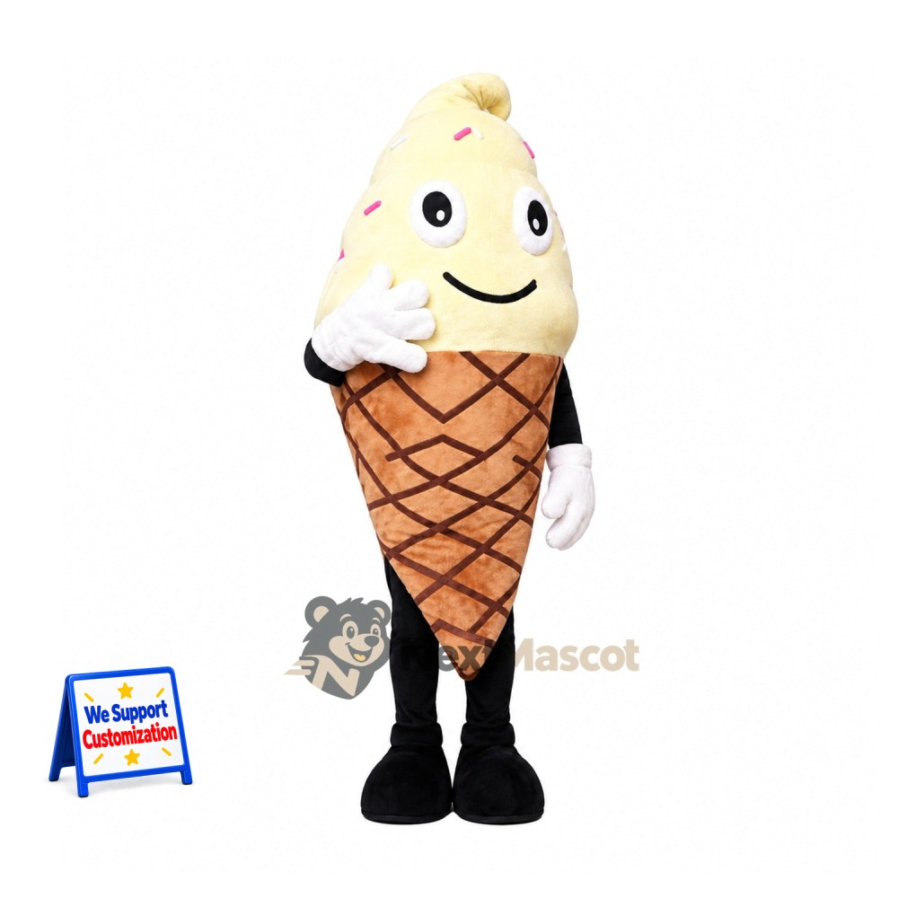 Ice Cream Cone Mascot Costume - Sprinkles and Black Legs Ice Cream Cone Mascot Costume - Sprinkles and Black Legs