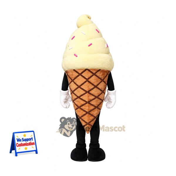 Ice Cream Cone Mascot Costume - Sprinkles and Black Legs Ice Cream Cone Mascot Costume - Sprinkles and Black Legs