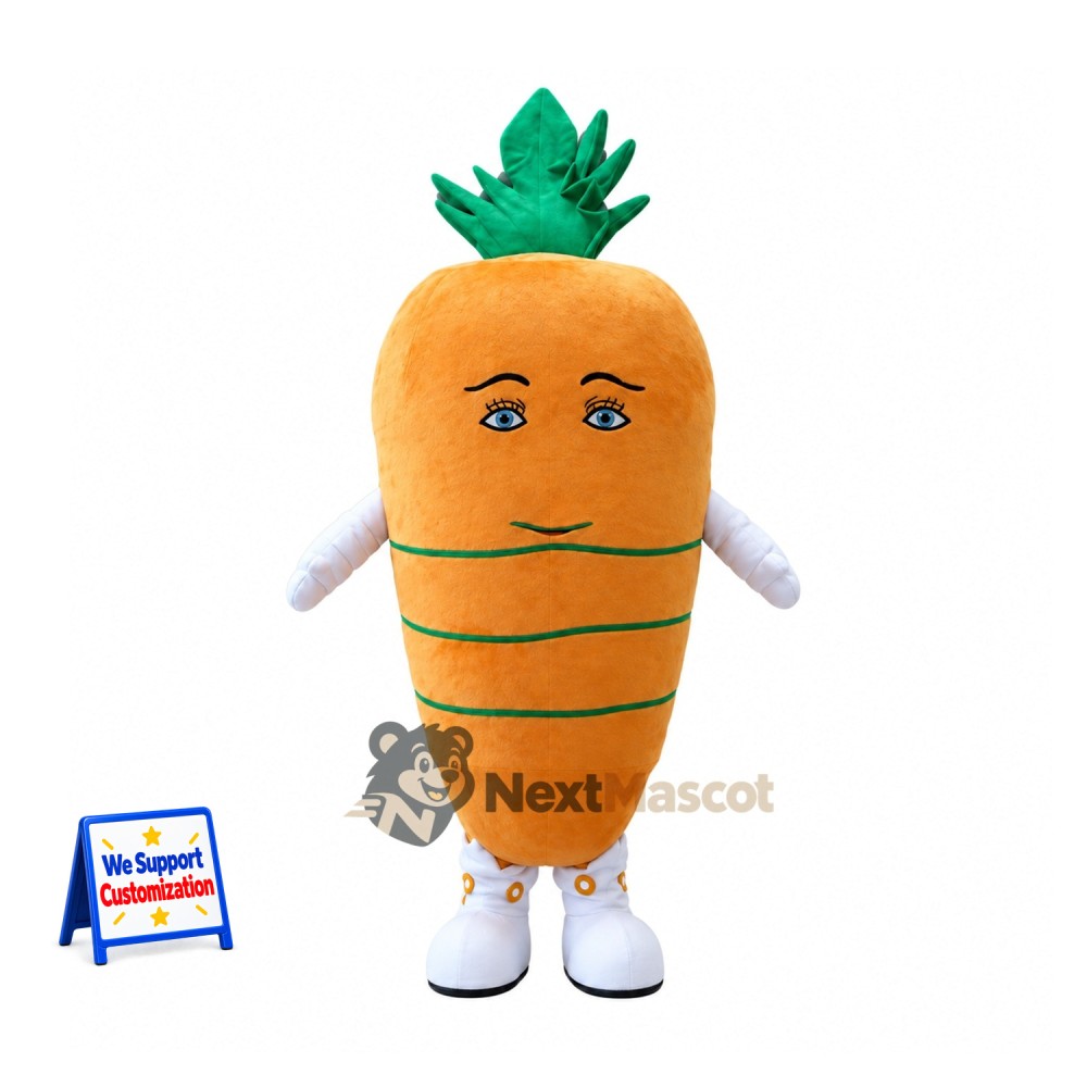 Carrot Mascot Costume - White Gloves and Shoes for Food Festivals Carrot Mascot Costume - White Gloves and Shoes for Food Festivals