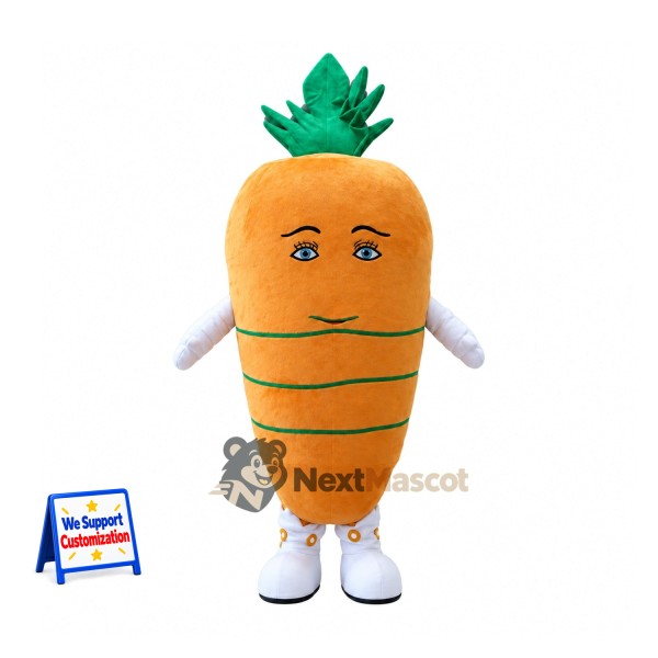 Carrot Mascot Costume - White Gloves and Shoes for Food Festivals