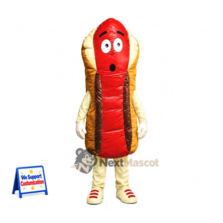 Hot Dog Mascot Costume - Cream Sleeves and Sneakers Hot Dog Mascot Costume - Cream Sleeves and Sneakers