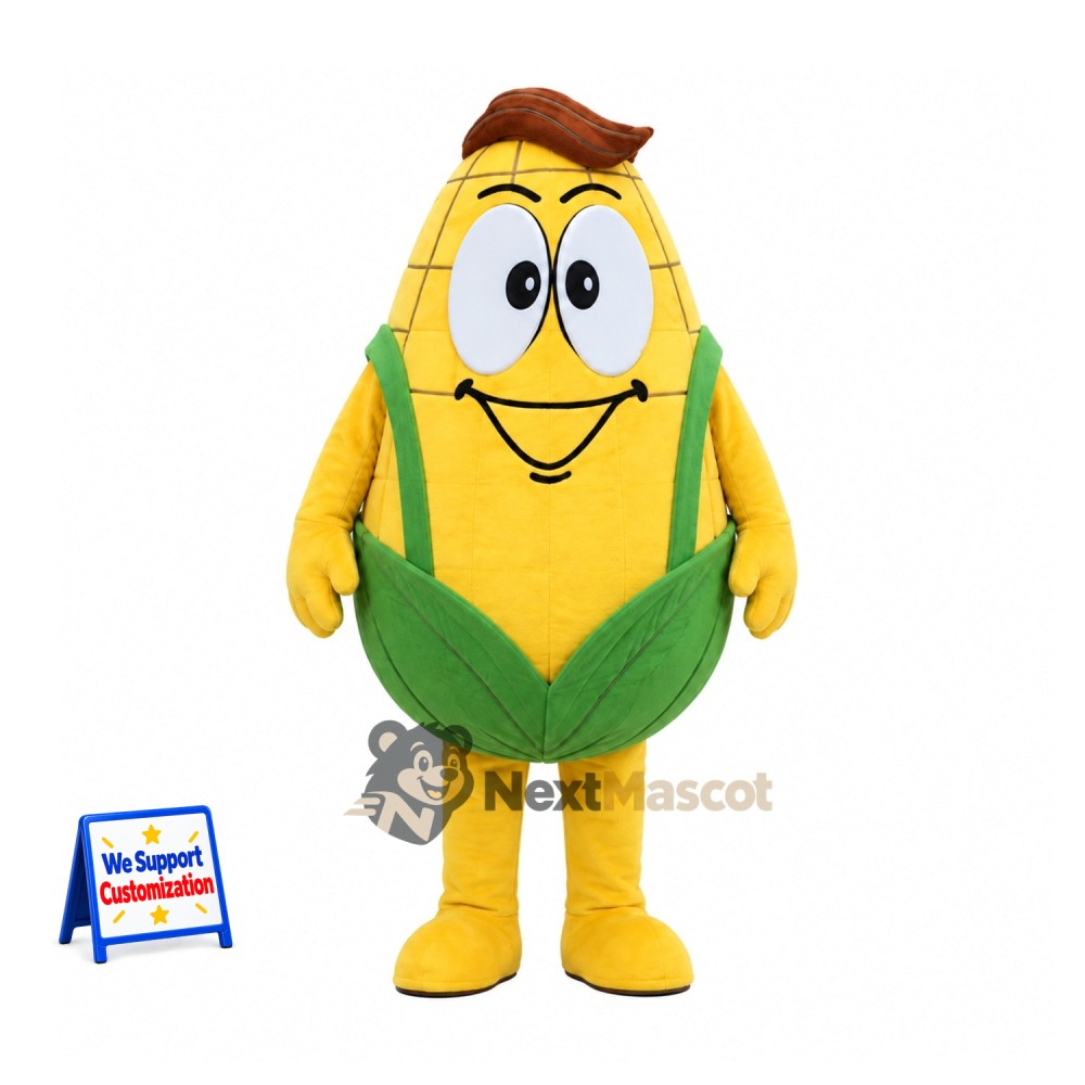 Corn Mascot Costume - Brown Hair and Yellow Legs for Food Festivals Corn Mascot Costume - Brown Hair and Yellow Legs for Food Festivals