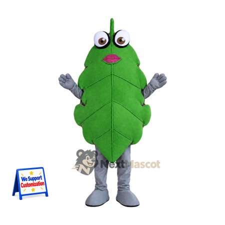 Leaf Mascot Costume - Green, Gray Arms and Legs for Parades Leaf Mascot Costume - Green, Gray Arms and Legs for Parades