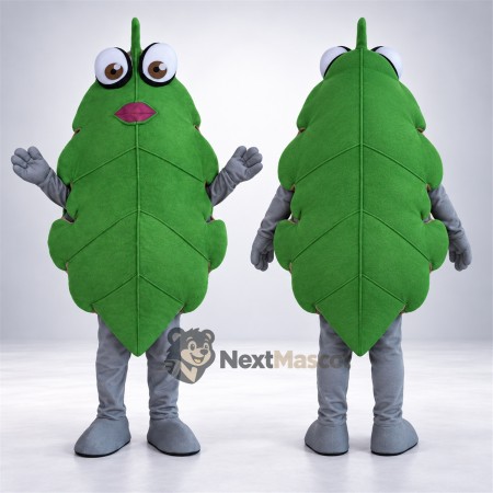 Leaf Mascot Costume - Green, Gray Arms and Legs for Parades Leaf Mascot Costume - Green, Gray Arms and Legs for Parades