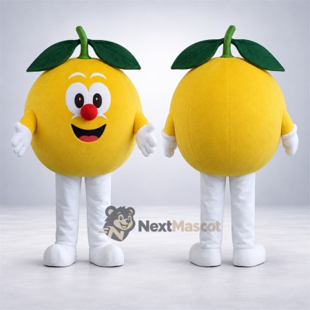 Lemon Mascot Costume - Open Smile and White Pants for Food Festivals Lemon Mascot Costume - Open Smile and White Pants for Food Festivals