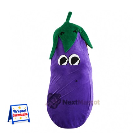 Eggplant Mascot Costume - Purple, Green Leaf Collar for Food Festivals Eggplant Mascot Costume - Purple, Green Leaf Collar for Food Festivals