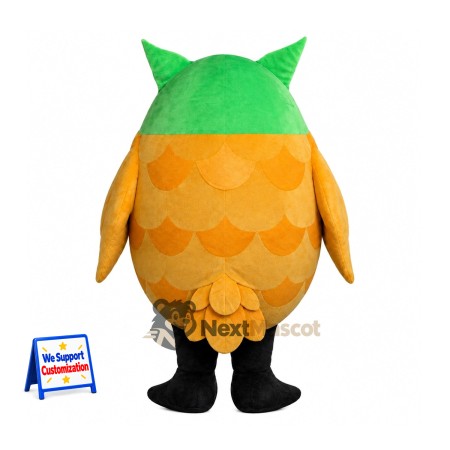 Owl Mascot Costume - Orange, Green Head Owl Mascot Costume - Orange, Green Head